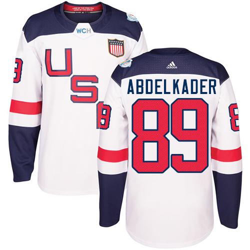 Team USA #89 Justin Abdelkader White 2016 World Cup Stitched Youth NHL Jersey